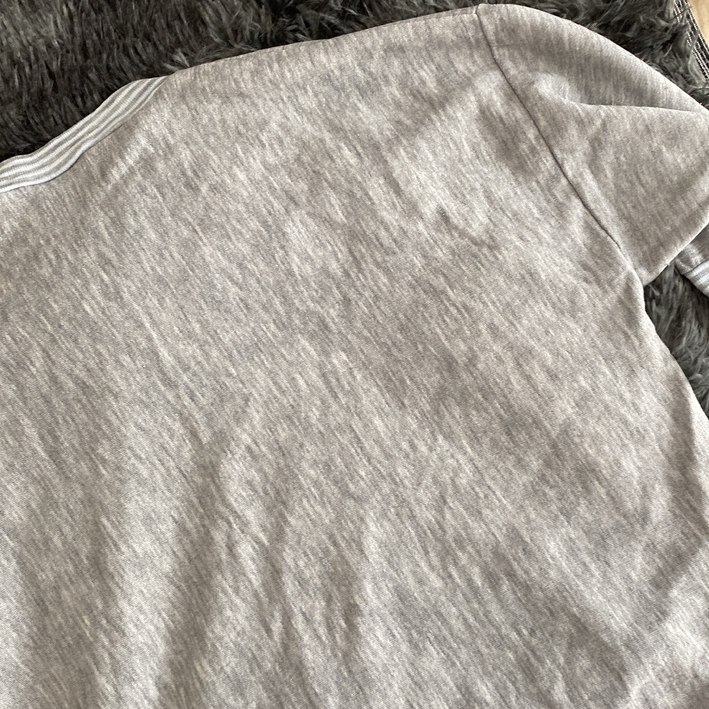 Old school light Gray and pale blue Striped winter theme crewneck Sweater - Picture 11 of 17